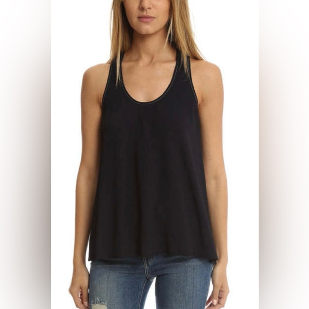 Helmut Lang Navy Blue Silk Trim Tank Top Women's Large‎ Minimalist Blouse